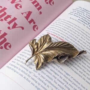 Signed CORO Abstract Leaf Antiqued Colored  VINTAGE Brooch